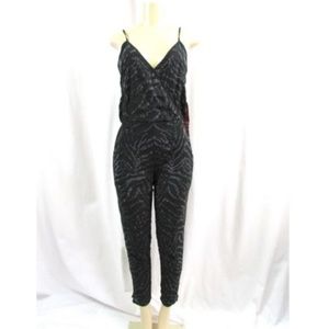 Hailey by Adrianna Papell Black Beaded Jumpsuit